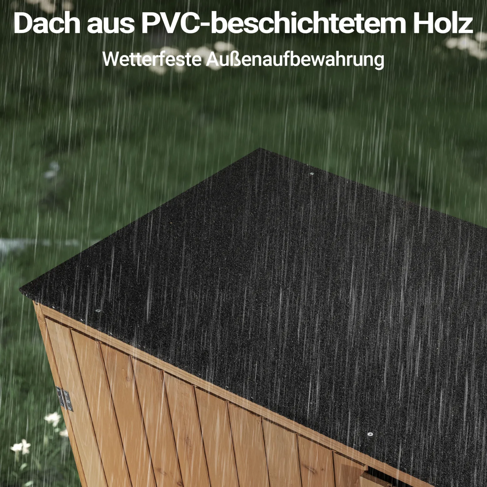 Wiltec Gartenhaus mit Doppeltür in Naturfarbe Holz 136 x 58 x 127 cm Gerätehaus für den Garten Geräteschuppen Gartenschrank Geräteschrank