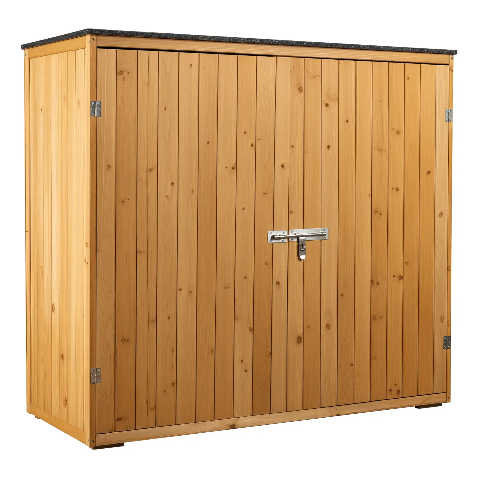 Wiltec Gartenhaus mit Doppeltür in Naturfarbe Holz 136 x 58 x 127 cm Gerätehaus für den Garten Geräteschuppen Gartenschrank Geräteschrank