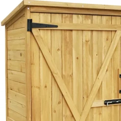 Wiltec Gartenhaus mit 2-flügelige Tür 1350x500x1540mm aus Fichtenholz mit Bitumendach für Garten, Terrasse & Balkon Gerätehaus Geräteschuppen Holzhaus Werkzeugschrank