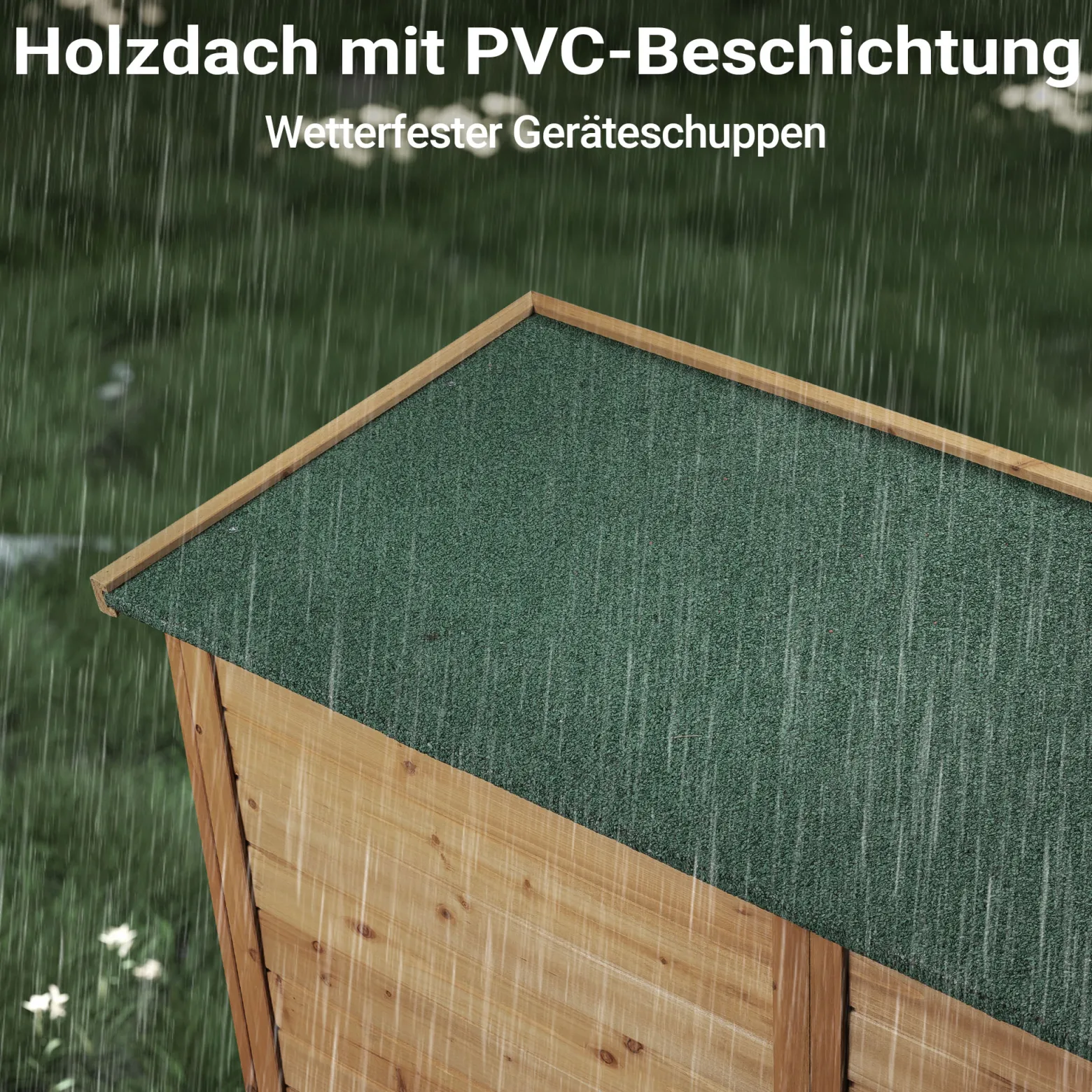 Wiltec Gartenhaus mit 2-flügelige Tür 1350x500x1540mm aus Fichtenholz mit Bitumendach für Garten, Terrasse & Balkon Gerätehaus Geräteschuppen Holzhaus Werkzeugschrank