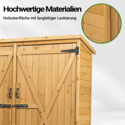 Wiltec Gartenhaus mit 2-flügelige Tür 1350x500x1540mm aus Fichtenholz mit Bitumendach für Garten, Terrasse & Balkon Gerätehaus Geräteschuppen Holzhaus Werkzeugschrank