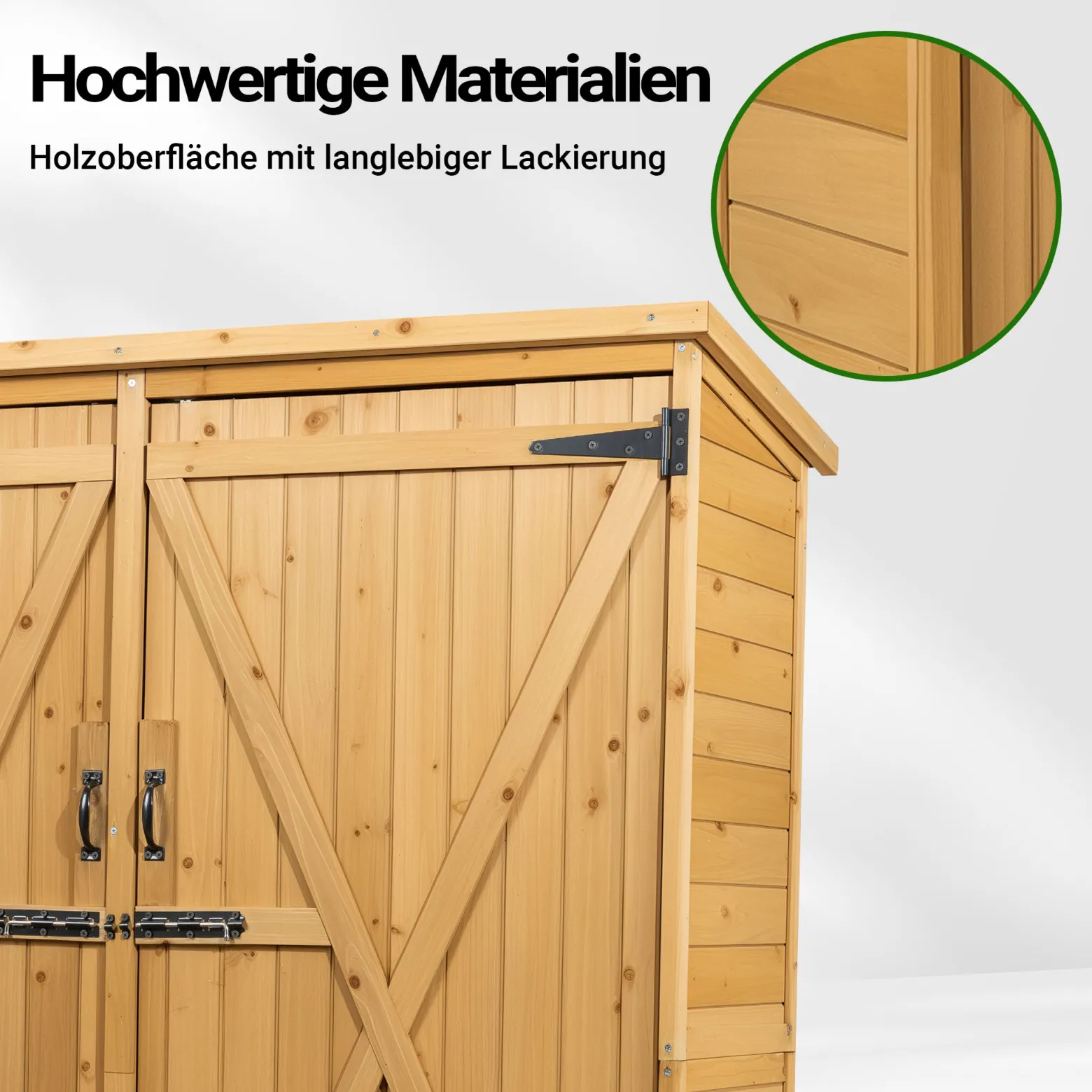 Wiltec Gartenhaus mit 2-flügelige Tür 1350x500x1540mm aus Fichtenholz mit Bitumendach für Garten, Terrasse & Balkon Gerätehaus Geräteschuppen Holzhaus Werkzeugschrank