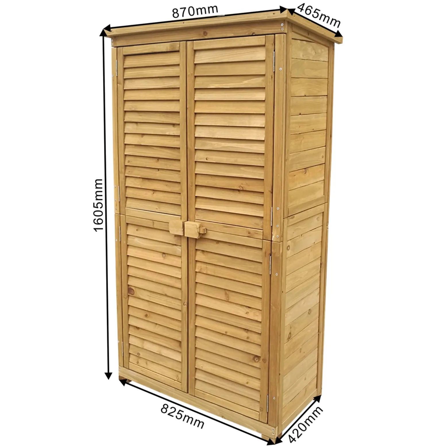 Wiltec Gartenhaus mit Lamellentür aus Fichtenholz mit Bitumendach 870x465x1600mm für Garten, Terrasse & Balkon Gerätehaus Geräteschuppen Holzhaus Werkzeugschrank
