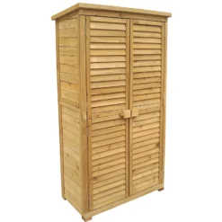 Wiltec Gartenhaus mit Lamellentür aus Fichtenholz mit Bitumendach 870x465x1600mm für Garten, Terrasse & Balkon Gerätehaus Geräteschuppen Holzhaus Werkzeugschrank
