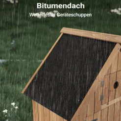Wiltec Gartenhaus schmal aus Fichtenholz mit Bitumendach 770x540x1370mm für Garten, Terrasse & Balkon Gerätehaus Geräteschuppen Holzhaus Werkzeugschrank