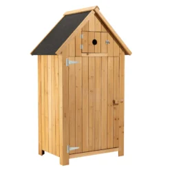 Wiltec Gartenhaus schmal aus Fichtenholz mit Bitumendach 770x540x1370mm für Garten, Terrasse & Balkon Gerätehaus Geräteschuppen Holzhaus Werkzeugschrank