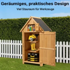 Wiltec Gartenhaus schmal aus Fichtenholz mit Bitumendach 770x540x1370mm für Garten, Terrasse & Balkon Gerätehaus Geräteschuppen Holzhaus Werkzeugschrank