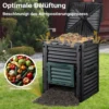 Wiltec Gartenkomposter 300 Liter 61 x 61 x 82 cm, Komposter aus Kunststoff für Bio- und Garten-Abfälle, Kompostierer mit Deckel, Schnellkomposter mit Bodenklappe zum Entleeren