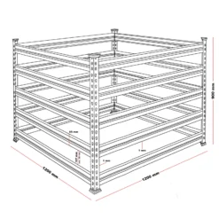 Wiltec Gartenkomposter 120 x 120 x 90 cm, Komposter aus Metall, Kompostbehälter für 1300 Liter Kompost, verzinkter Biokomposter für Bioabfall