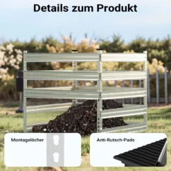 Wiltec Gartenkomposter 100 x 100 x 90 cm, Komposter aus Metall, Kompostbehälter für 900 Liter Kompost, verzinkter Biokomposter für Bioabfall