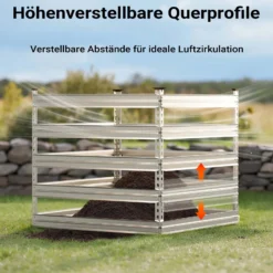 Wiltec Gartenkomposter 100 x 100 x 90 cm, Komposter aus Metall, Kompostbehälter für 900 Liter Kompost, verzinkter Biokomposter für Bioabfall