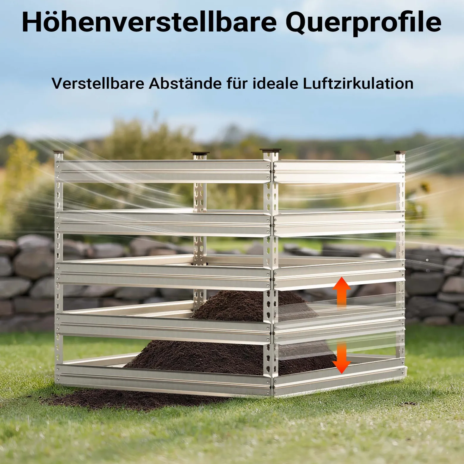 Wiltec Gartenkomposter 100 x 100 x 90 cm, Komposter aus Metall, Kompostbehälter für 900 Liter Kompost, verzinkter Biokomposter für Bioabfall