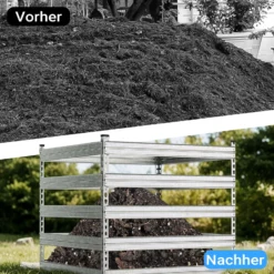 Wiltec Gartenkomposter 100 x 100 x 90 cm, Komposter aus Metall, Kompostbehälter für 900 Liter Kompost, verzinkter Biokomposter für Bioabfall