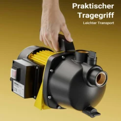 Wiltec Gartenpumpe 3800/h, 1200W, mit Tragegriff & Wasserablassschraube, max. Förderhöhe 48m, für Süßwasser Hauswasserwerk Wasserpumpe Bewässerungspumpe Regenwasserpumpe