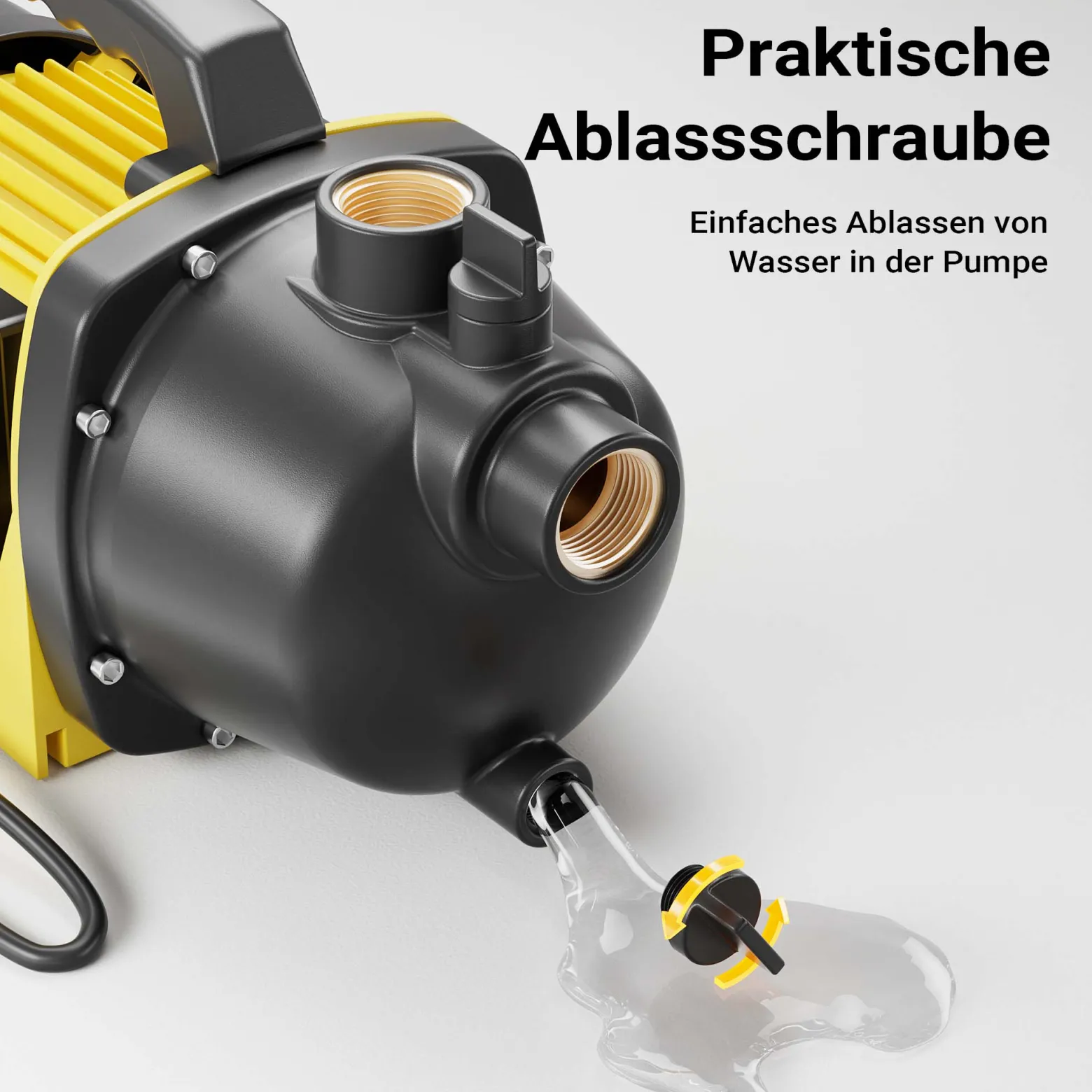 Wiltec Gartenpumpe 3800/h, 1200W, mit Tragegriff & Wasserablassschraube, max. Förderhöhe 48m, für Süßwasser Hauswasserwerk Wasserpumpe Bewässerungspumpe Regenwasserpumpe