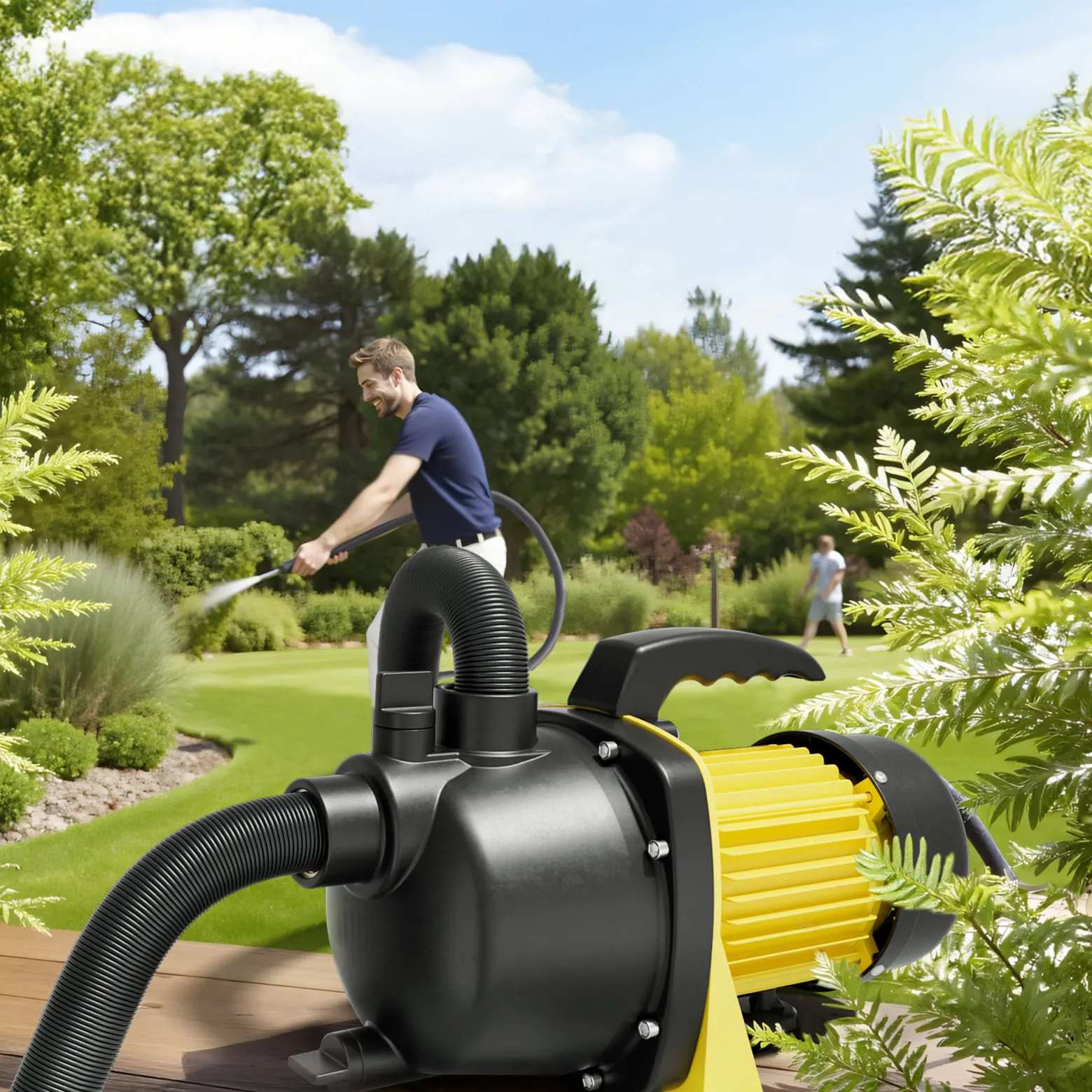 Wiltec Gartenpumpe 2800l/h, 600W, mit Tragegriff & Wasserablassschraube, max. Förderhöhe 35m, für Süßwasser Hauswasserwerk Wasserpumpe Bewässerungspumpe Regenwasserpumpe
