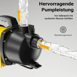 Wiltec Gartenpumpe 2800l/h, 600W, mit Tragegriff & Wasserablassschraube, max. Förderhöhe 35m, für Süßwasser Hauswasserwerk Wasserpumpe Bewässerungspumpe Regenwasserpumpe