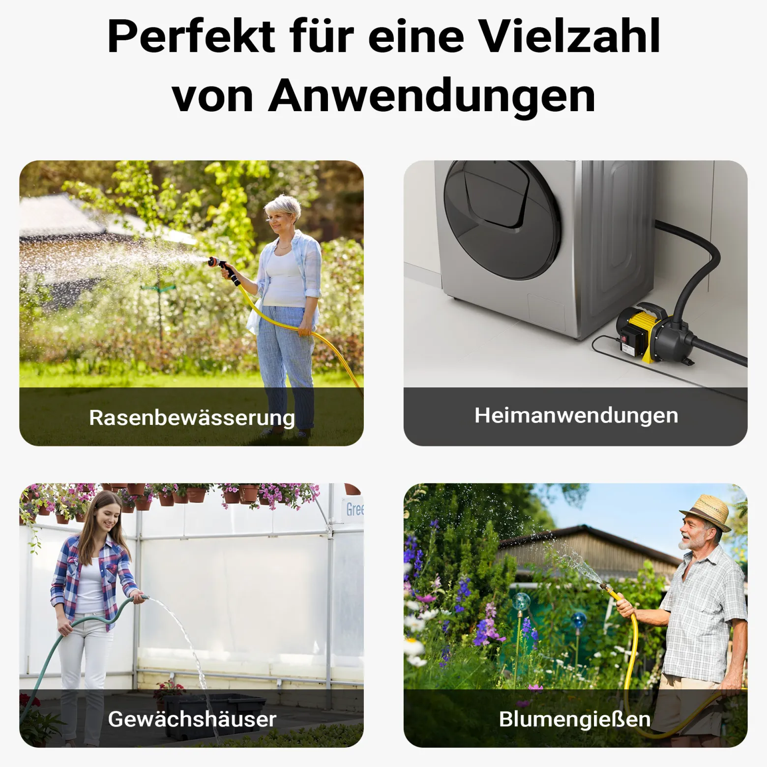 Wiltec Gartenpumpe 2800l/h, 600W, mit Tragegriff & Wasserablassschraube, max. Förderhöhe 35m, für Süßwasser Hauswasserwerk Wasserpumpe Bewässerungspumpe Regenwasserpumpe