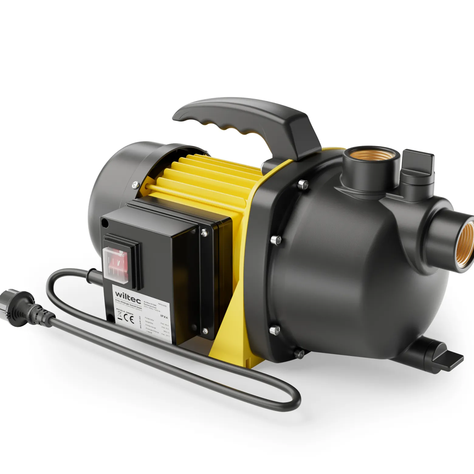 Wiltec Gartenpumpe 2800l/h, 600W, mit Tragegriff & Wasserablassschraube, max. Förderhöhe 35m, für Süßwasser Hauswasserwerk Wasserpumpe Bewässerungspumpe Regenwasserpumpe