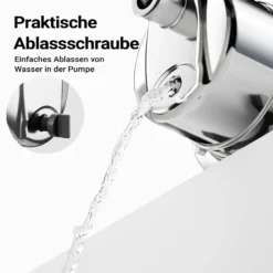 Wiltec Gartenpumpe 2800l/h, 600W, Tragegriff & Wasserablassschraube, max. Förderhöhe 35m, rostfreier Stahl Hauswasserwerk Wasserpumpe Bewässerungspumpe Regenwasserpumpe