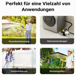 Wiltec Gartenpumpe 2800l/h, 600W, Tragegriff & Wasserablassschraube, max. Förderhöhe 35m, rostfreier Stahl Hauswasserwerk Wasserpumpe Bewässerungspumpe Regenwasserpumpe