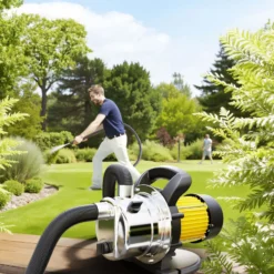 Wiltec Gartenpumpe 2800l/h, 600W, Tragegriff & Wasserablassschraube, max. Förderhöhe 35m, rostfreier Stahl Hauswasserwerk Wasserpumpe Bewässerungspumpe Regenwasserpumpe