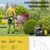 Wiltec Gartenpumpe 1200 W mit Edelstahl-Pumpengehäuse 3800 l/h, Wasserpumpe mit Vorfilter, Bewässerungspumpe mit Tragegriff für Gartenteich, Regenfass, Brunnen und Zisterne
