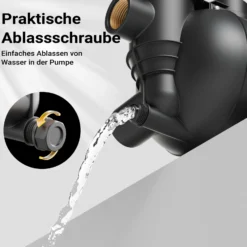 Wiltec Gartenpumpe 1200 W mit Kunststoff-Pumpengehäuse 3800 l/h, Wasserpumpe mit Vorfilter, Bewässerungspumpe mit Tragegriff für Gartenteich, Regenfass, Brunnen und Zisterne
