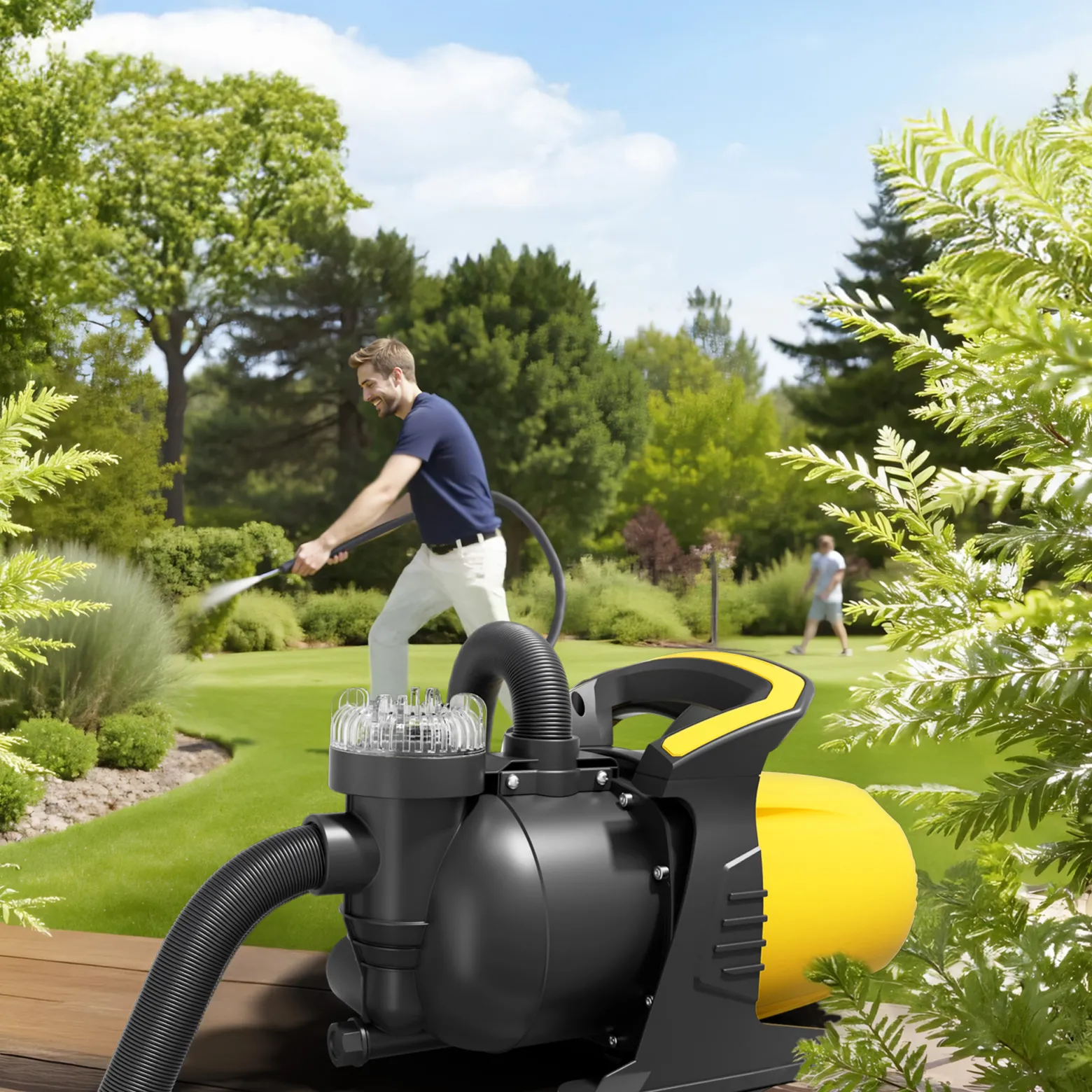 Wiltec Gartenpumpe 1200 W mit Kunststoff-Pumpengehäuse 3800 l/h, Wasserpumpe mit Vorfilter, Bewässerungspumpe mit Tragegriff für Gartenteich, Regenfass, Brunnen und Zisterne