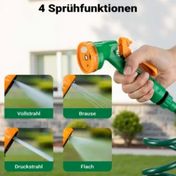 Wiltec Gartenschlauch Spiralschlauch 15m, flexibel Bewässerungsschlauch für Haus und Garten