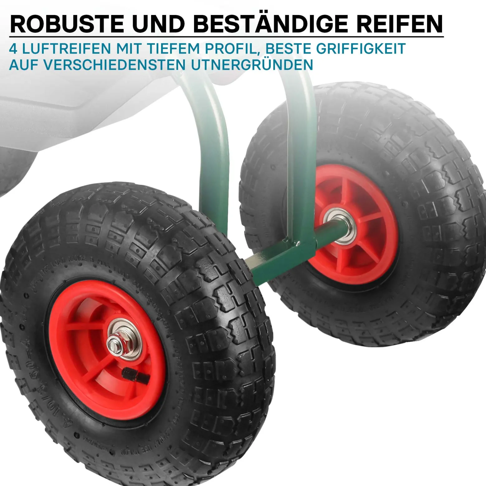 Wiltec Gartenwagen mit Ablagefläche bis 150kg Gartenhocker mit Reifen Gartentrolley für Gartenarbeit Werkstattwagen Rollwagen Arbeitssitz Gartensitz fahrbar