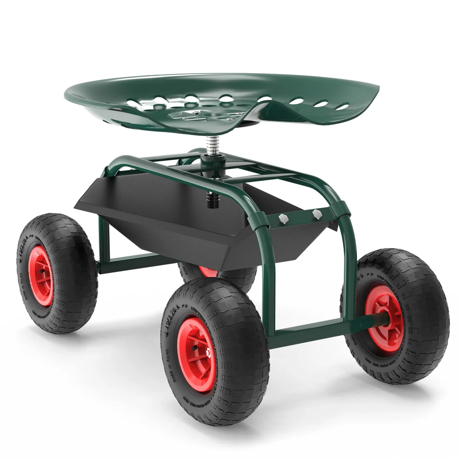 Wiltec Gartenwagen mit Ablagefläche bis 150kg Gartenhocker mit Reifen Gartentrolley für Gartenarbeit Werkstattwagen Rollwagen Arbeitssitz Gartensitz fahrbar