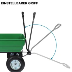Wiltec Gartenwagen mit Kippfunktion bis 350 kg, Handwagen mit 125 l Volumen, Bollerwagen für Gartenarbeit, Handkarren für u. a. Rasen, Kies, Schlamm