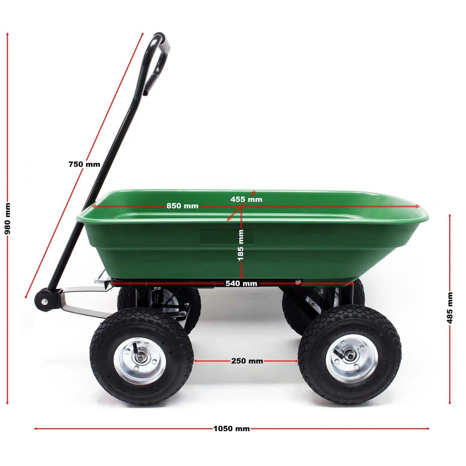 Wiltec Gartenwagen mit Kippfunktion bis 200 kg, Handwagen mit 50 l Volumen, Bollerwagen für Gartenarbeit, Handkarren für u. a. Rasen, Kies u. Schlamm