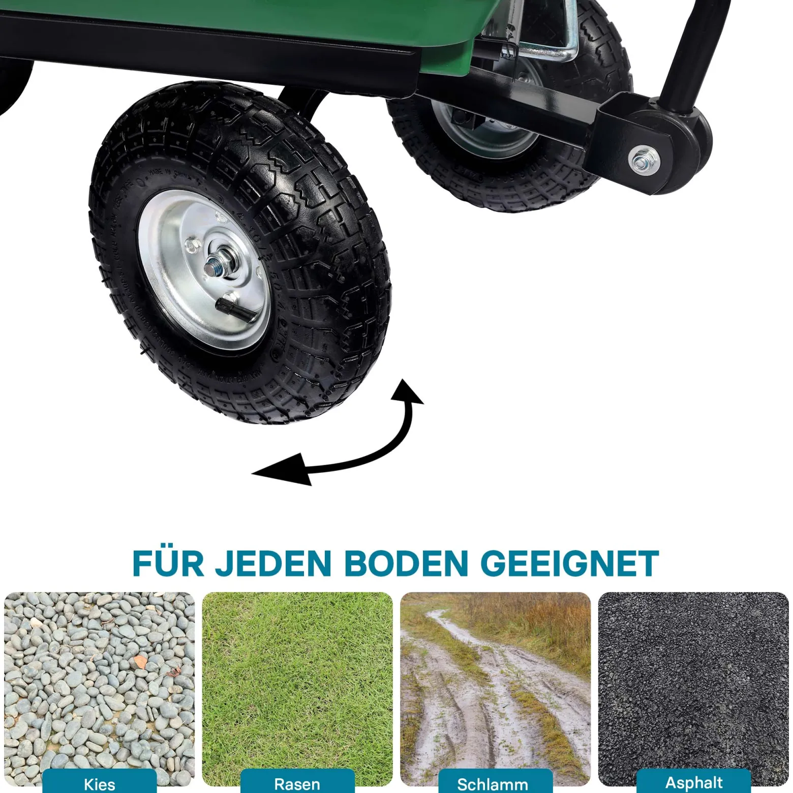 Wiltec Gartenwagen mit Kippfunktion bis 240 kg, Handwagen mit 75 l Volumen, Bollerwagen für Gartenarbeit, Handkarren für u. a. Rasen, Kies u. Schlamm