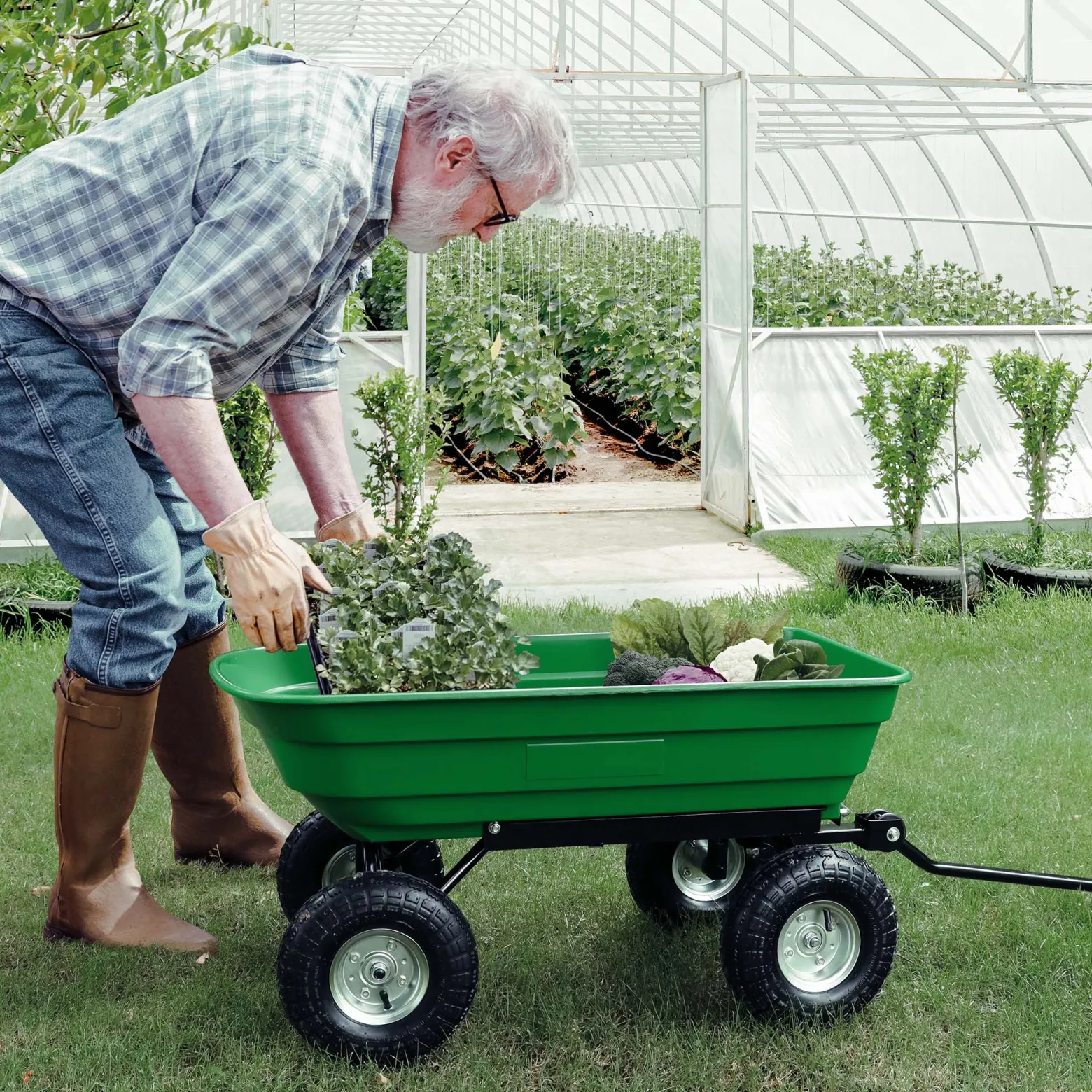 Wiltec Gartenwagen mit Kippfunktion bis 240 kg, Handwagen mit 75 l Volumen, Bollerwagen für Gartenarbeit, Handkarren für u. a. Rasen, Kies u. Schlamm