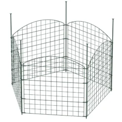 Wiltec Gartenzaun Set mit 5 Elementen grün, Teichzaun mit Oberbogen, Maschendrahtzaun 770 x 8 x 780 mm, Steckzaun leichte Montage, pulverbeschichtet & korrosionsbeständig