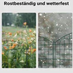 Wiltec Gartenzaun Set mit 5 Elementen grün, Teichzaun mit Oberbogen, Maschendrahtzaun 770 x 8 x 780 mm, Steckzaun leichte Montage, pulverbeschichtet & korrosionsbeständig