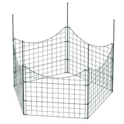 Wiltec Gartenzaun Set mit 5 Elementen grün, Teichzaun mit Unterbogen, Maschendrahtzaun 770 x 8 x 640 mm, Steckzaun leichte Montage, korrosionsbeständig