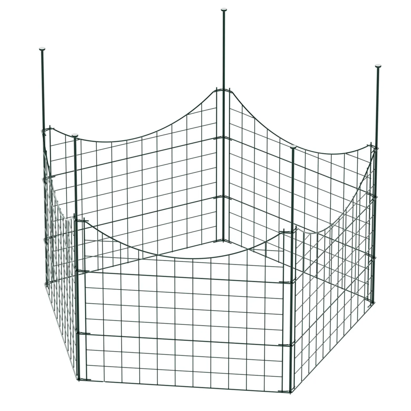 Wiltec Gartenzaun Set mit 5 Elementen grün, Teichzaun mit Unterbogen, Maschendrahtzaun 770 x 8 x 640 mm, Steckzaun leichte Montage, korrosionsbeständig
