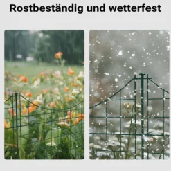 Wiltec Gartenzaun Set mit 5 Elementen grün, Teichzaun mit Unterbogen, Maschendrahtzaun 770 x 8 x 640 mm, Steckzaun leichte Montage, korrosionsbeständig