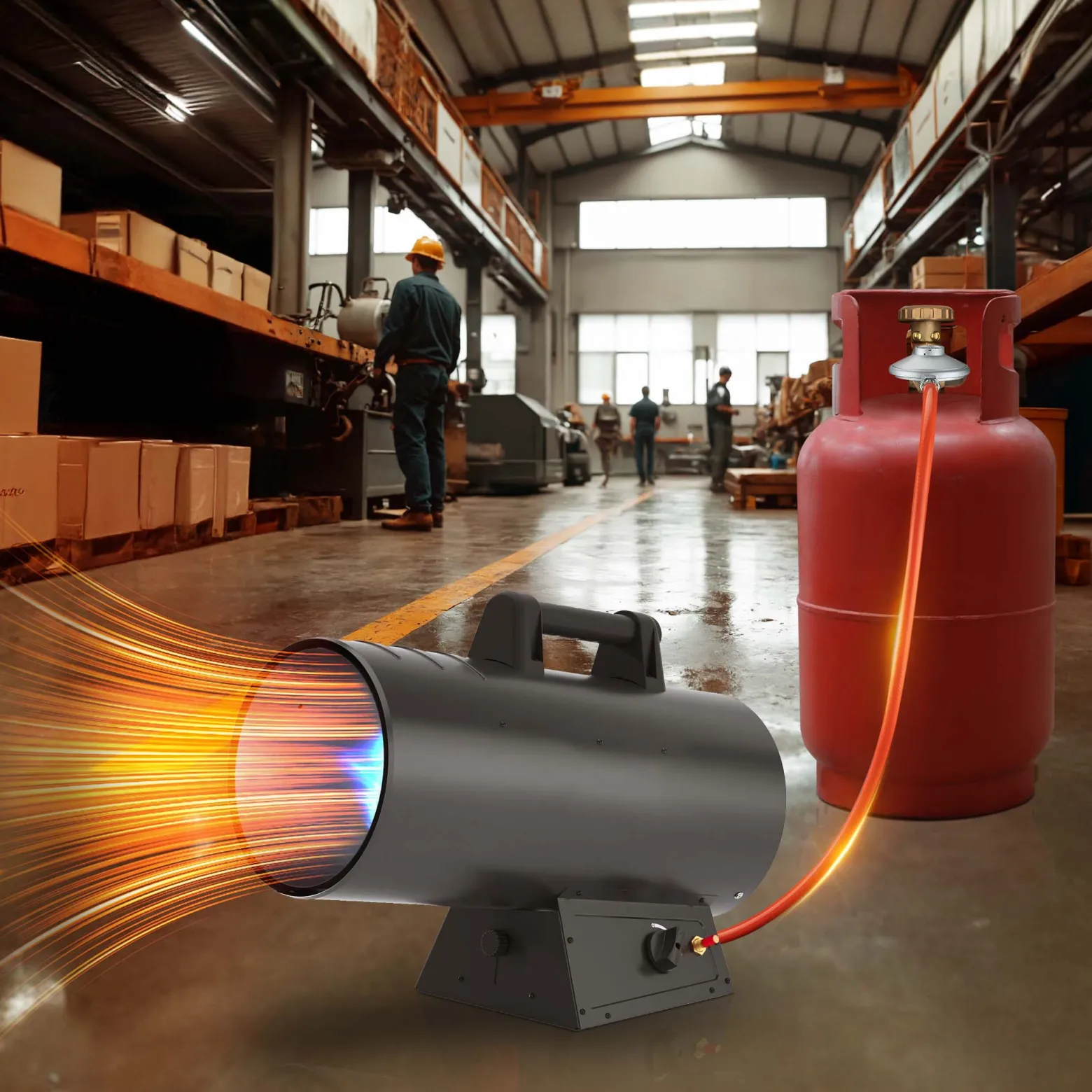 Wiltec Gasdruckminderer Italien, Gasdruckregler 700 mbar, 1,5 m Gasschlauch mit Druckminderer, Druckregler für große Geräte, Gasregler für Gasheizgebläse