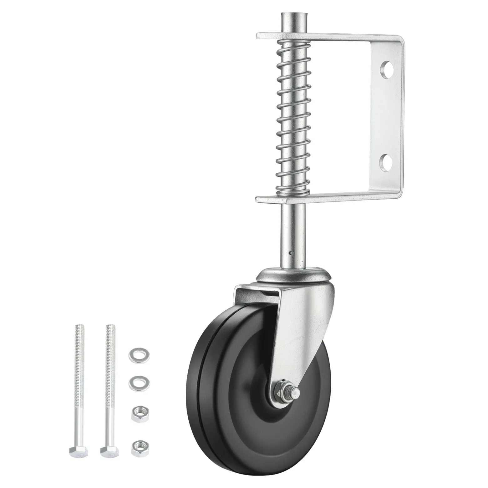 Wiltec gefederte Torlaufrolle, Schiebetorrolle bis 68 kg, Laufrolle mit 100 mm PVC-Rad, Lenkrolle für Schiebetor und Gartentor, hochwertige Torrolle