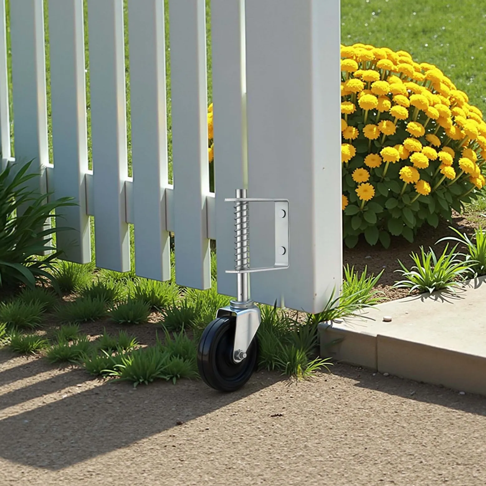 Wiltec gefederte Torlaufrolle, Schiebetorrolle bis 68 kg, Laufrolle mit 100 mm PVC-Rad, Lenkrolle für Schiebetor und Gartentor, hochwertige Torrolle