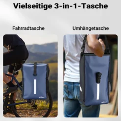 Wiltec Gepäckträgertasche blau, Fahrradtasche Gepäckträger 16 l Stauraum, Gepäcktasche mit Tragegurt, wasserresistente Fahrrad Tasche