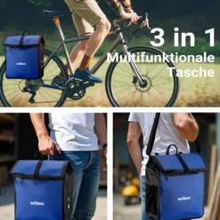 Wiltec Gepäckträgertasche blau, Fahrradtasche Gepäckträger 22 l Stauraum, wasserresistente Fahrrad Tasche, Gepäcktasche leichte Handhabung