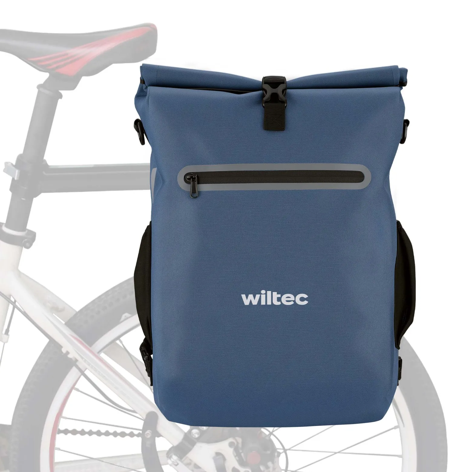 Wiltec Gepäckträgertasche blau, Fahrradtasche Rucksack 20 l Stauraum, Gepäcktasche mit Laptopfach, wasserresistente Fahrrad Tasche