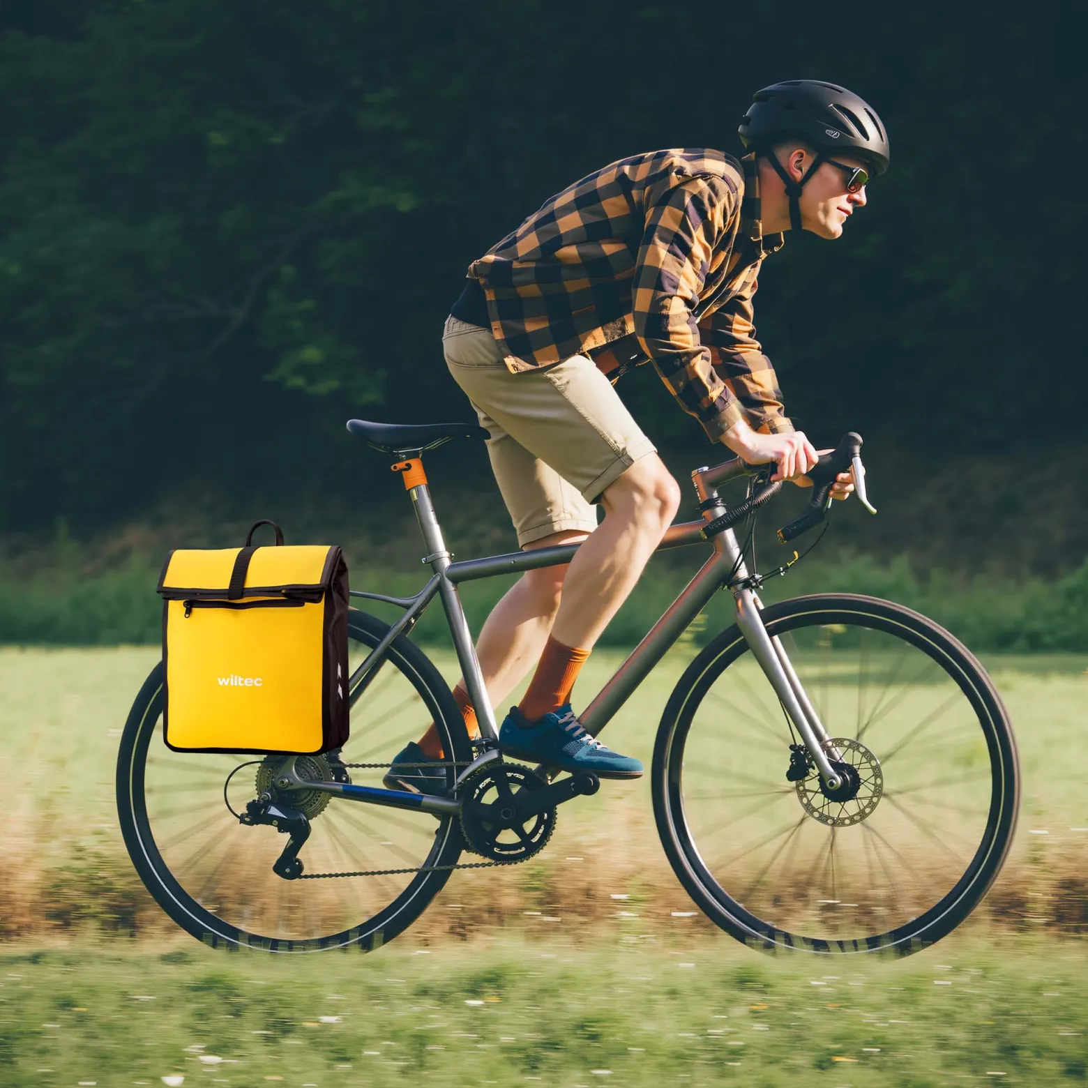 Wiltec Gepäckträgertasche gelb, Fahrradtasche Gepäckträger 22 l Stauraum, wasserresistente Fahrrad Tasche, Gepäcktasche leichte Handhabung