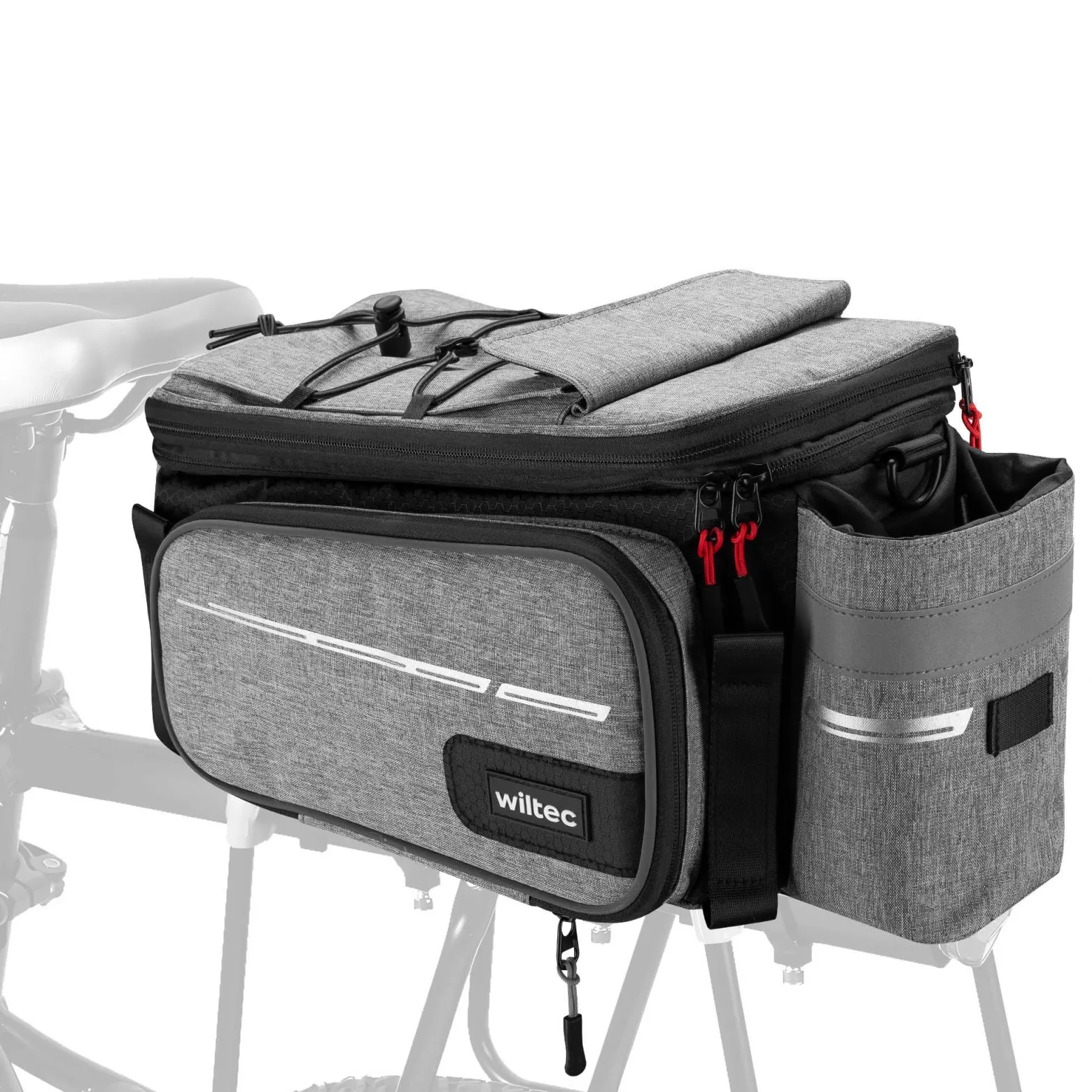 Wiltec Gepäckträgertasche grau, Fahrradtasche Gepäckträger bis 20 l Stauraum, wasserresistente Fahrrad Tasche, Gepäcktasche leichte Handhabung