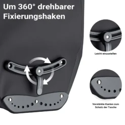 Wiltec Gepäckträgertasche 25 l Stauraum, Fahrradtasche für Gepäckträger Ø 8-16 mm, Gepäcktasche mit Tragegurt, wasserresistente Fahrrad Tasche